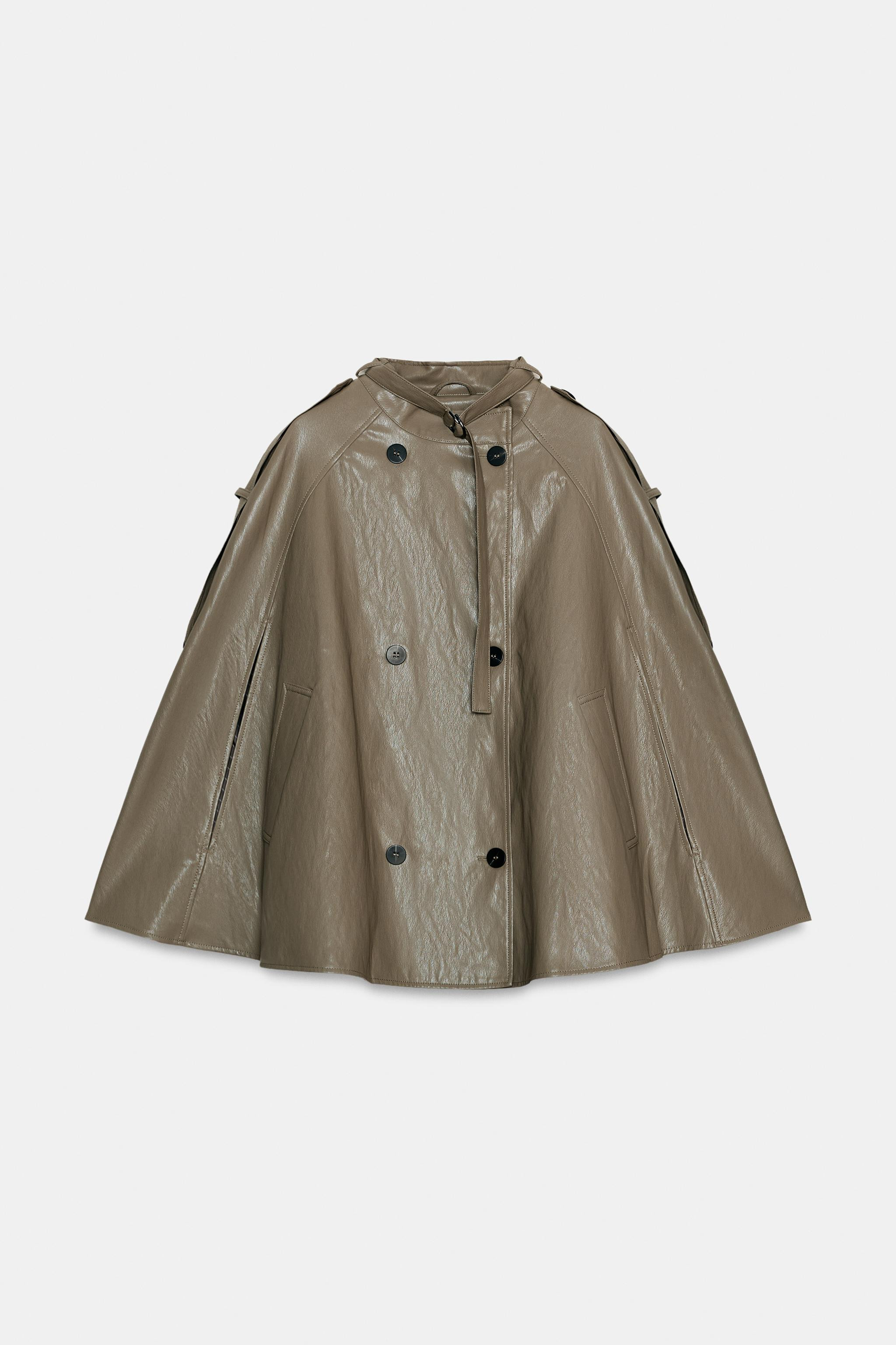ZW COLLECTION FAUX LEATHER CAPE JACKET | Zara US