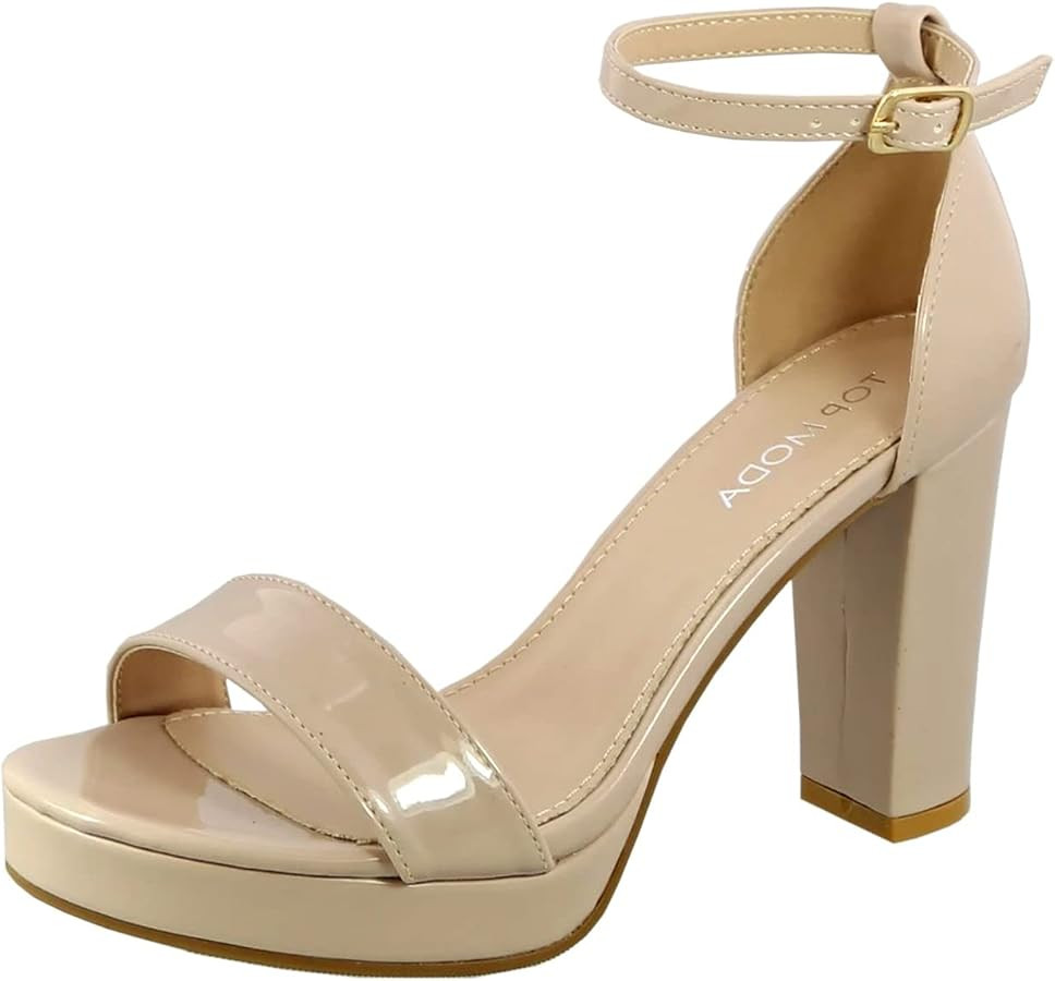 TOP Moda Platform High Heel Open Toe Dress Sandal Over The Toe Strap | Amazon (US)