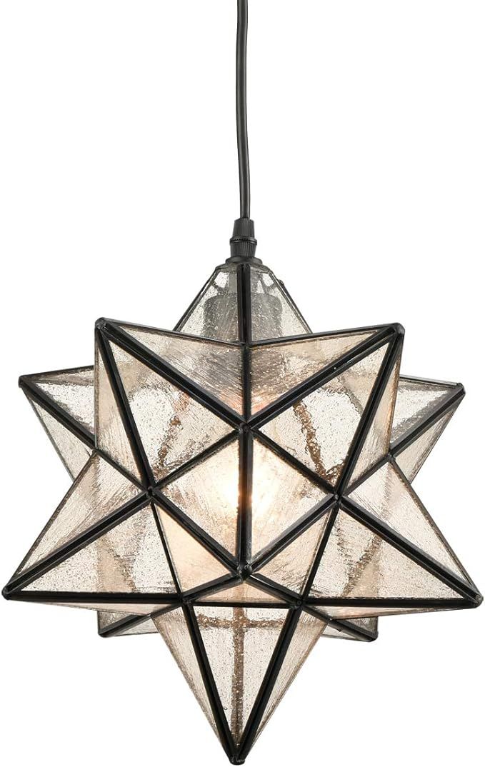 DANSEER Seeded Glass Shade Industrial Moravian Star Light Pendant Lighting | Amazon (US)