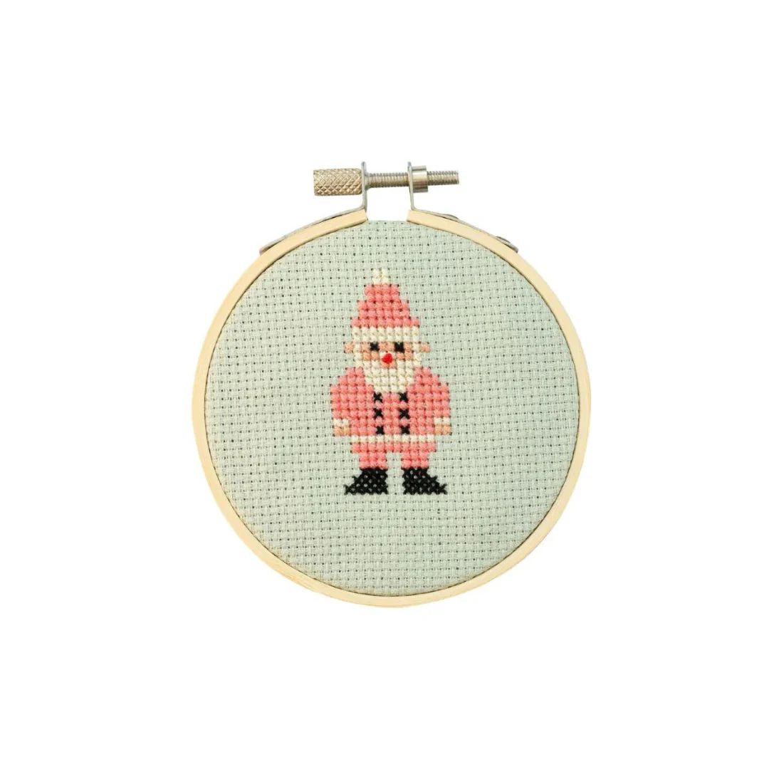 Santa Cross Stitch Kit | Pink Antlers