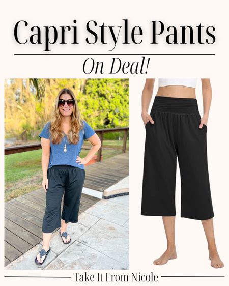 DEAL on my capri pants/gauchos! I've been wearing these a bunch  because they are so soft and comfy. These fit TTS (wearing a large). These have been super trendy and popular.

#LTKSaleAlert #LTKOver40 #LTKFindsUnder50