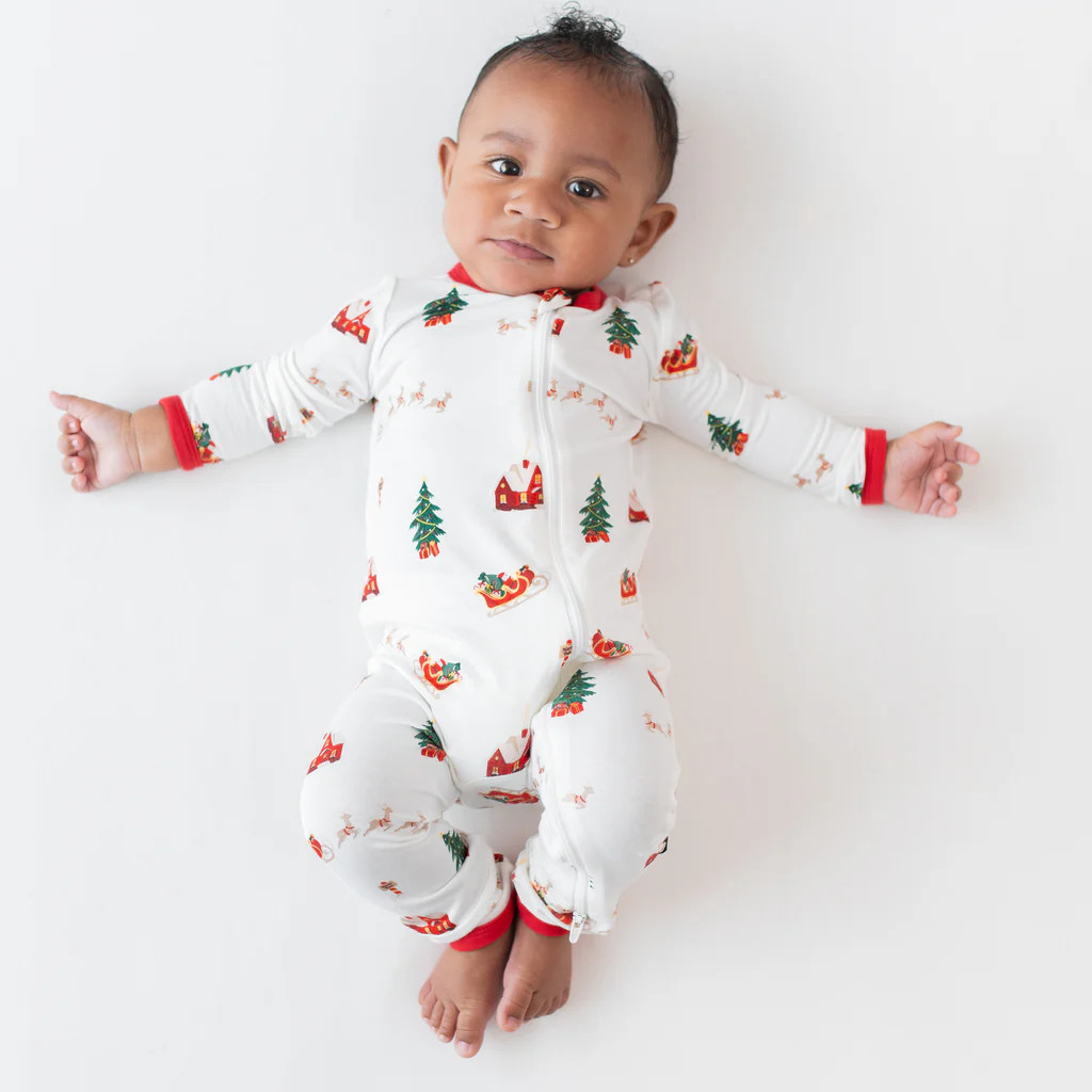 Zippered Romper in Santa Sleigh | Kyte Baby
