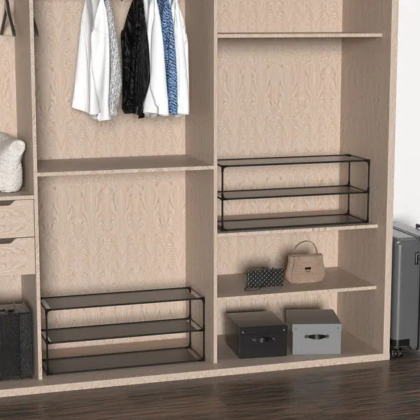 Shoe Rack Detachable Non-Woven Waterproof Fabric Shoe Organizer Tower Black Set of 2 - 3-Tier | Bed Bath & Beyond