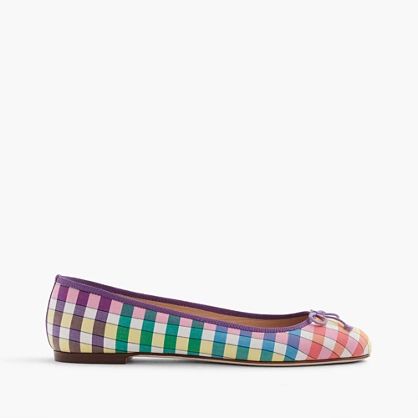 Camille ballet flats in rainbow gingham print | J.Crew US