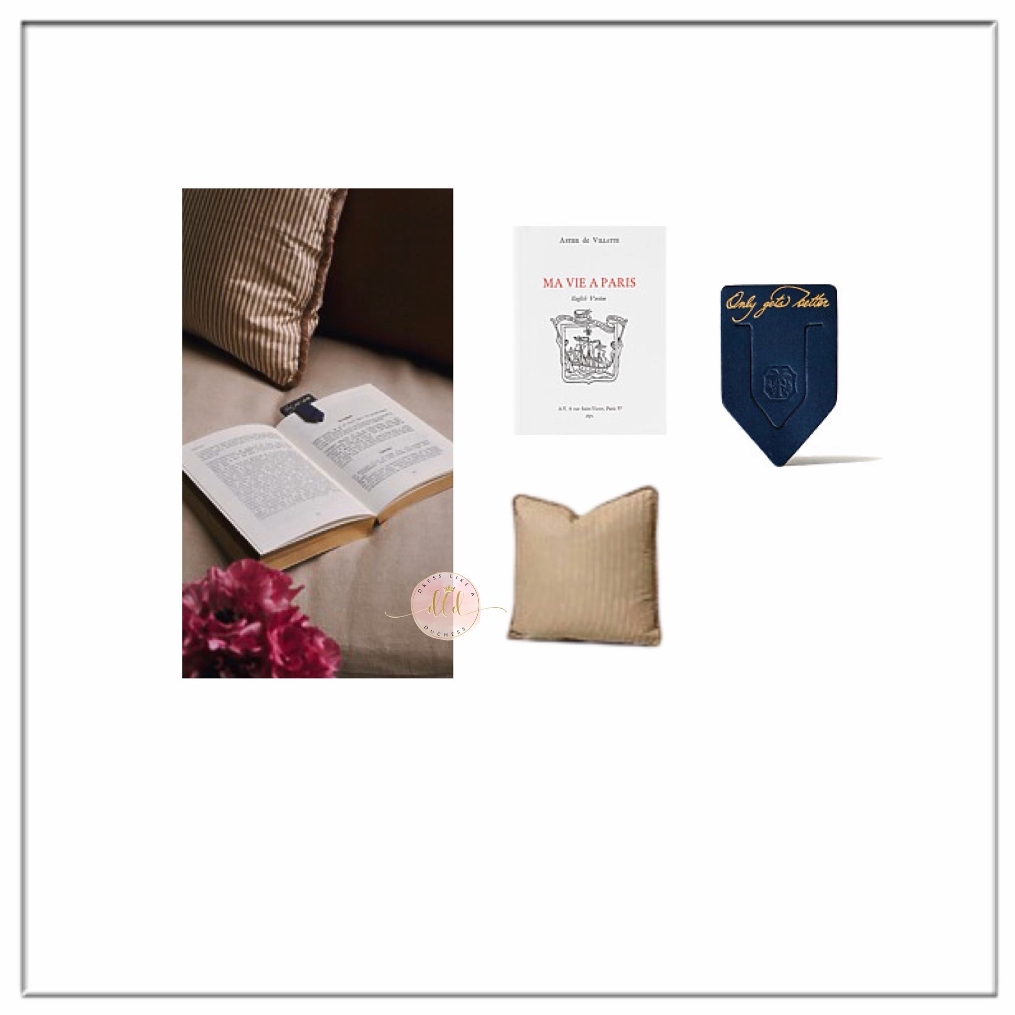 9/22/26 As Ever via Instagram featuring Ma Vie à Paris book + As Ever bookmark + Pierce & Ward the Bianca striped pillow