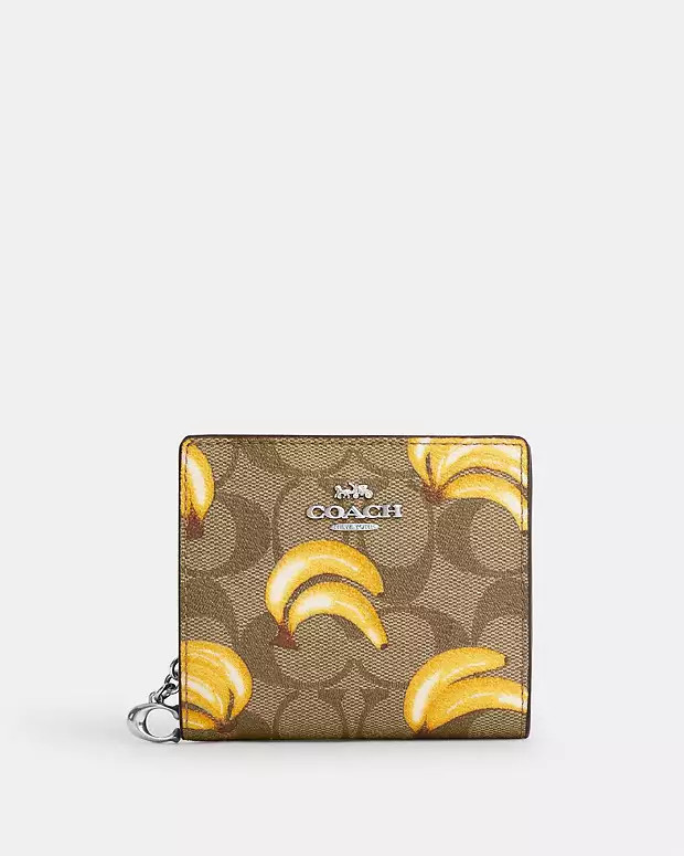 Snap Wallet In Signature Canvas With Banana Print | Coach Outlet US