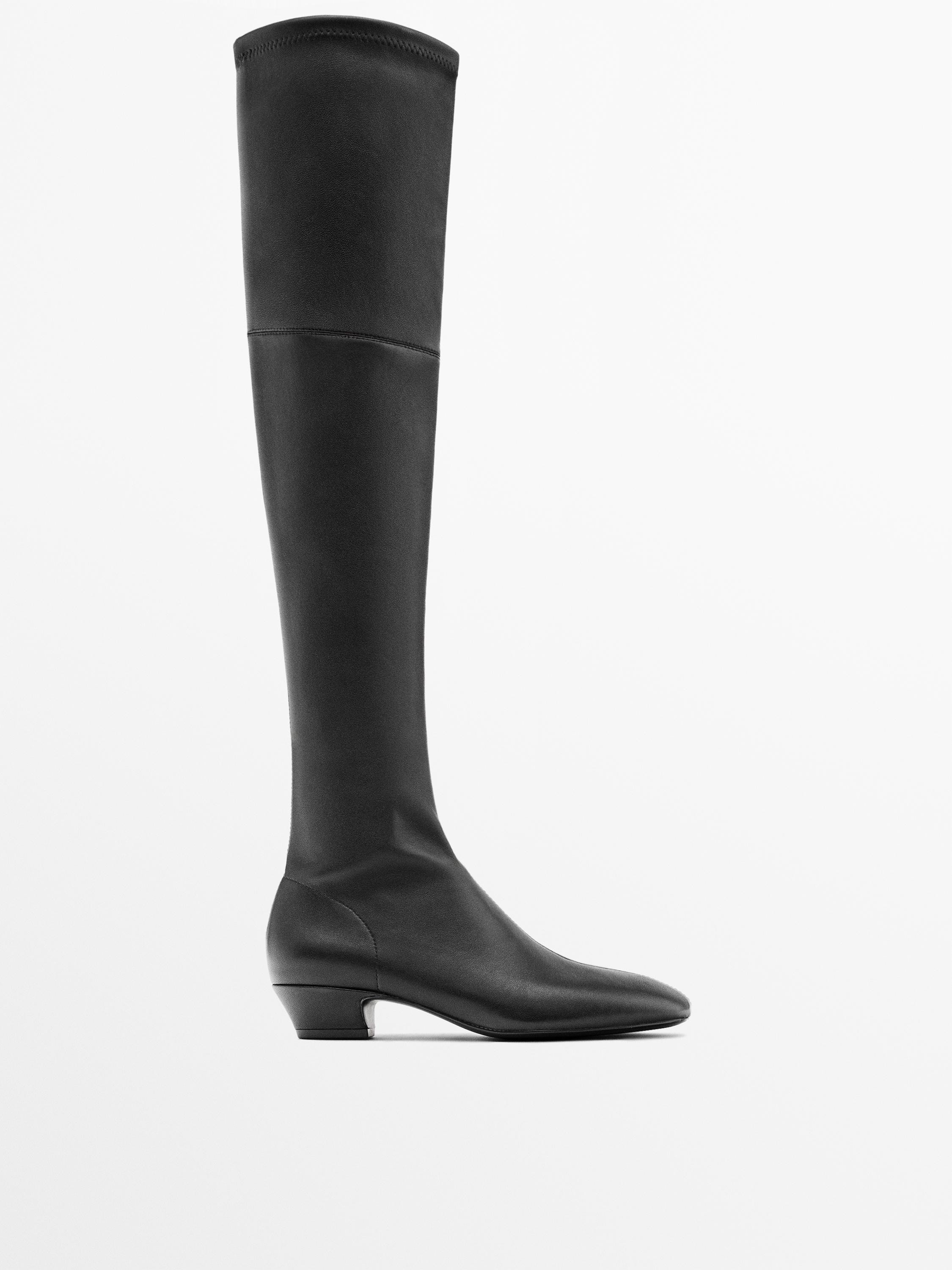 Leather boots with stretch leg | Massimo Dutti US
