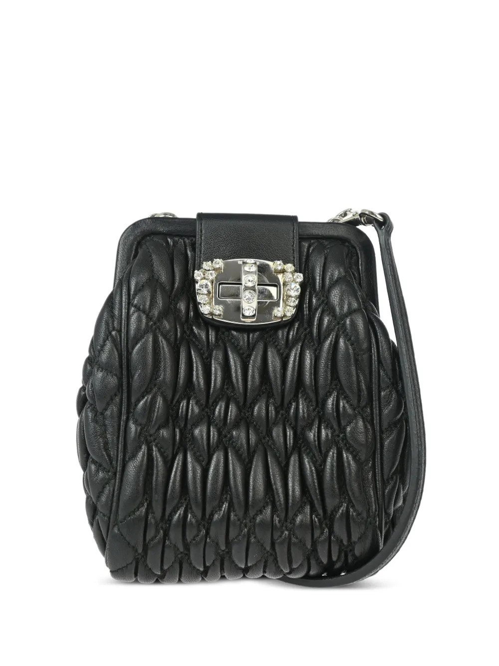Miu Miu Pre-Owned 2010s matelassé shoulder bag - Black | Farfetch Global