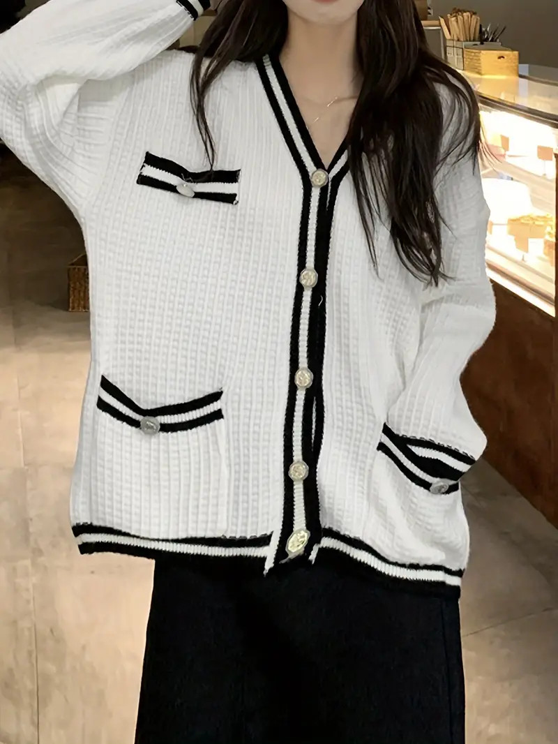 Valentine's Day V-neck Button Front Cardigan, Casual Long Sleeve Cardigan For Spring & Fall, Wome... | Temu Affiliate Program