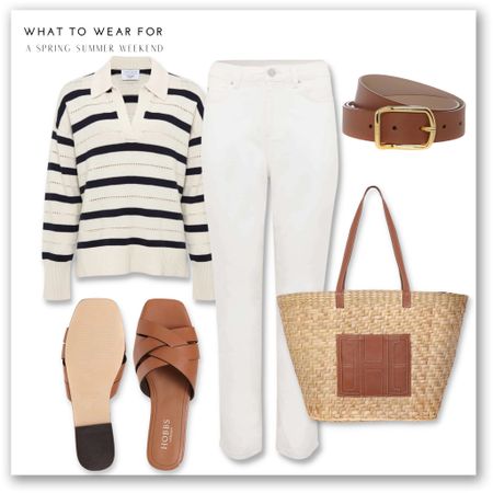 A casual spring summer weekend look ☀️

Hobbs London, tan accessories, stripe jumper, straw tote bag, sandals, white jeans

#LTKeurope #LTKSeasonal #LTKstyletip