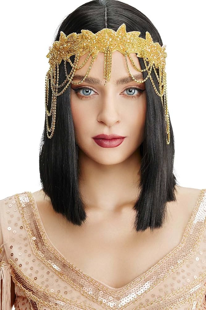 BABEYOND 1920s Flapper Headpiece Roaring 20s Headband Great Gatsby Headband Chain for Women Vinta... | Amazon (US)