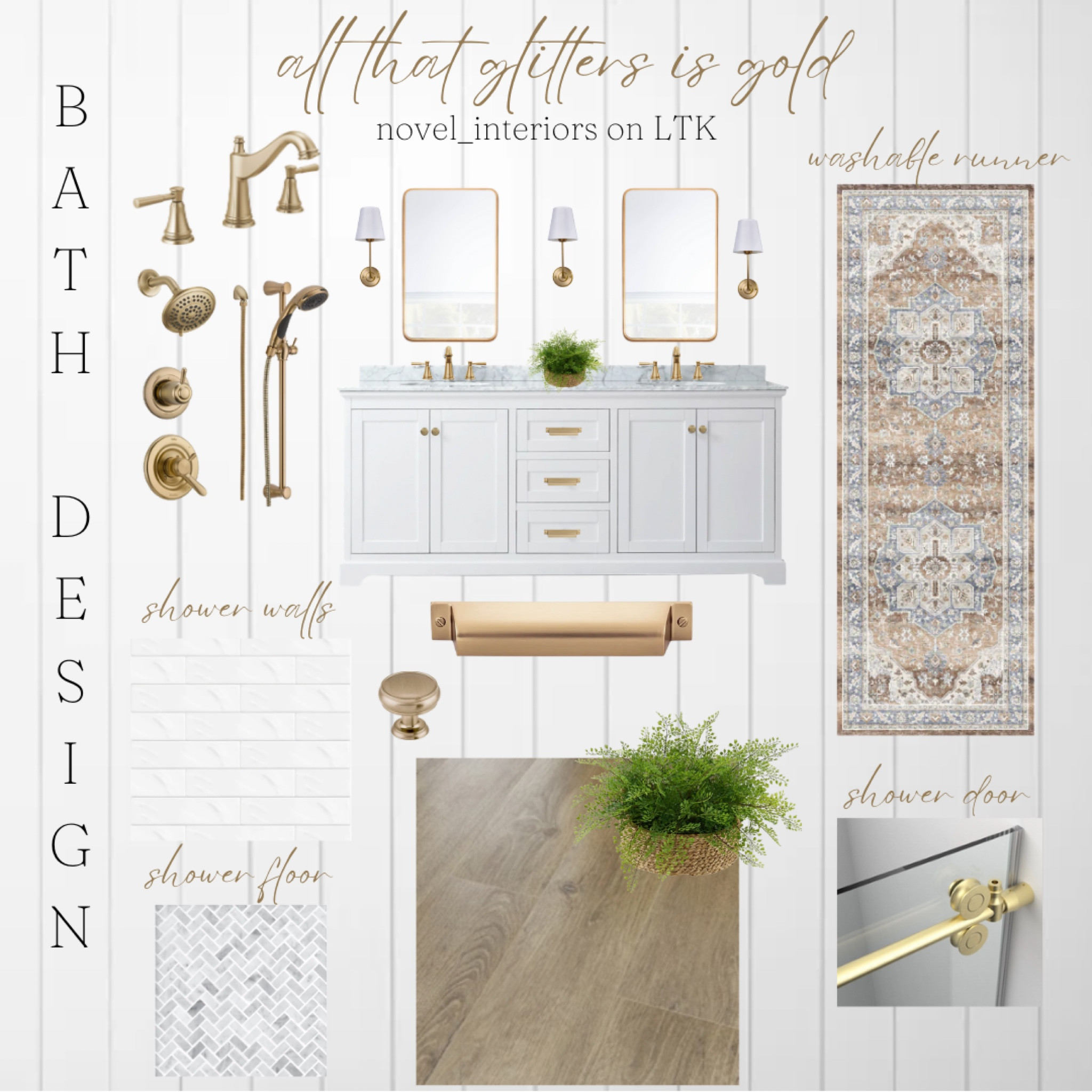 All that glitters is gold bathroom! High design - low cost. I put all the elements together for you so there’s no second guessing! 

#LTKsalealert #LTKhome #LTKfamily