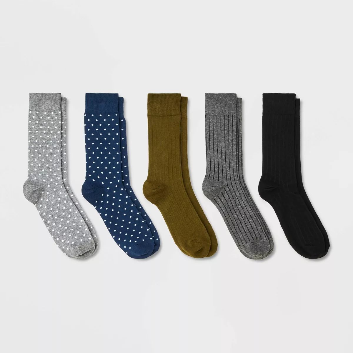Men's Ribbed Dots Dress Socks 5pk - Goodfellow & Co™ Gray/Blue 7-12 | Target
