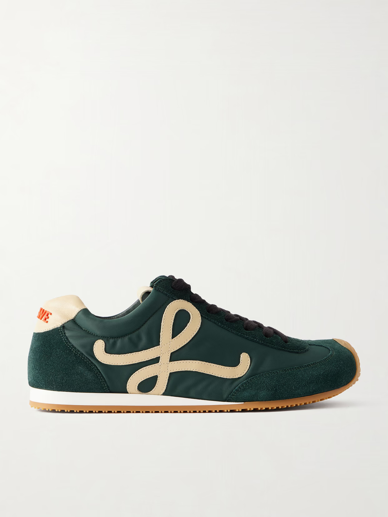 LOEWE - Ballet Runner 2.0 Logo-appliquéd Leather, Canvas And Suede Sneakers - Green | NET-A-PORTER (US)