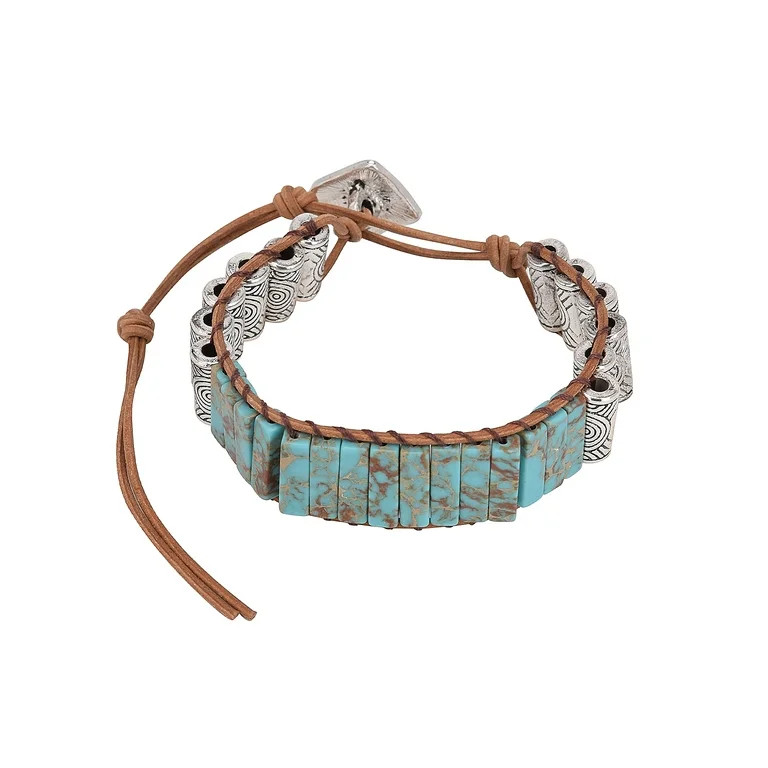 The Pioneer Woman - Women's Jewelry, Semi-precious and Silver-tone Metal Bead Adjustable Bracelet | Walmart (US)