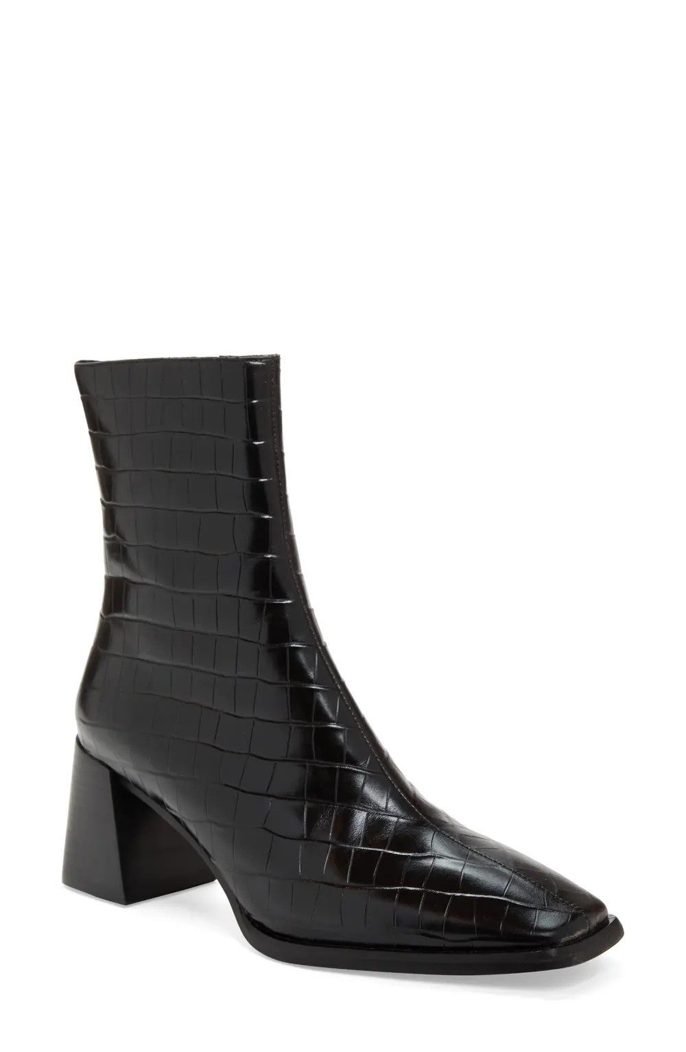 Jeffrey Campbell Geist Square Toe Boot, Size 7 in Black Croc at Nordstrom | Nordstrom Canada