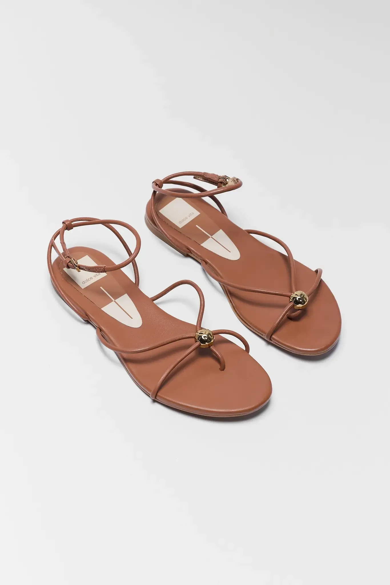 Kenley Brown Leather Strappy Sandals | Avara