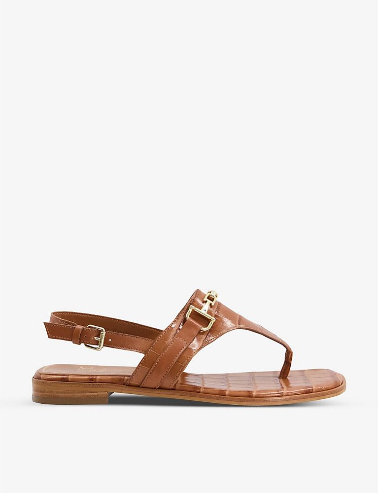 Lexley horsebit-chain croc-embossed leather sandals | Selfridges