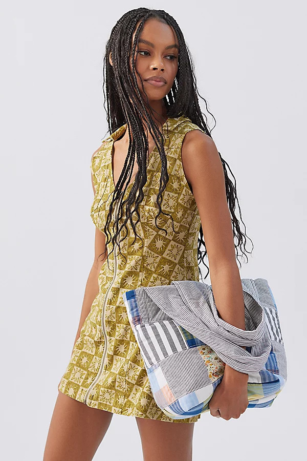 UO Freya Linen Collared Mini Dress | Urban Outfitters (US and RoW)