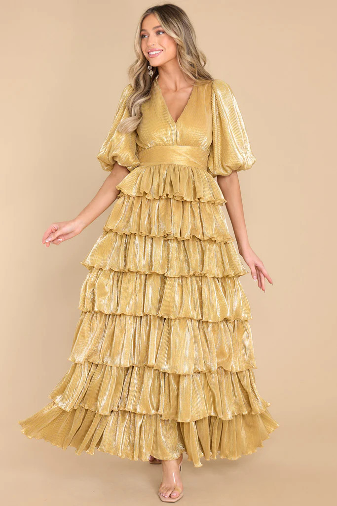 Love That Lasts Gold Maxi Dress | Red Dress 