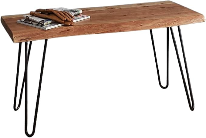 Alaterre Furniture Live Edge Solid Wood Bench with Metal Hairpin Legs - 36 Inch Industrial Modern... | Amazon (US)