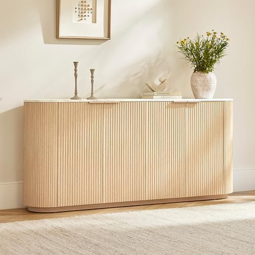 CHITA 70" Sideboard Buffet Cabinet with Storage, Fluted Cabinet with Doors and Adjustable Shelves... | Amazon (US)