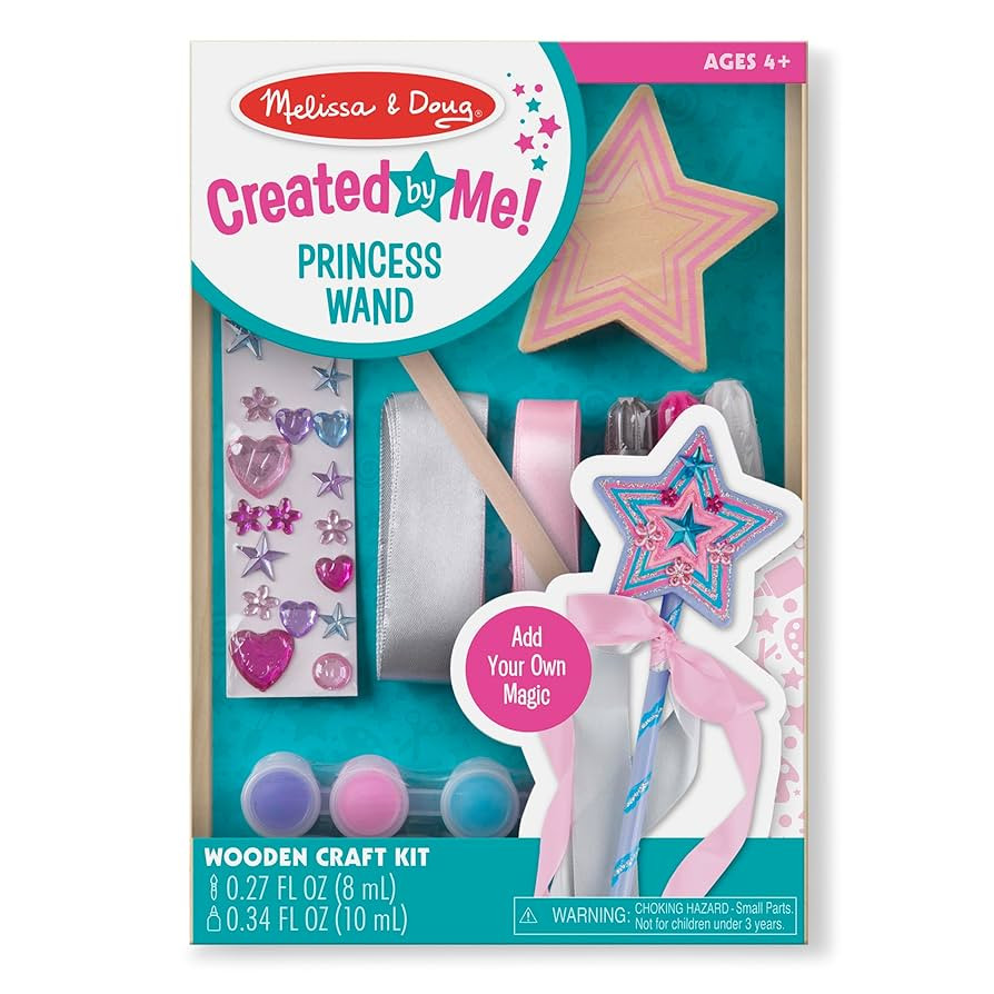 Melissa & Doug Created by Me! Paint & Decorate Your Own Wooden Princess Wand Craft Kit, Pink - Pr... | Amazon (US)