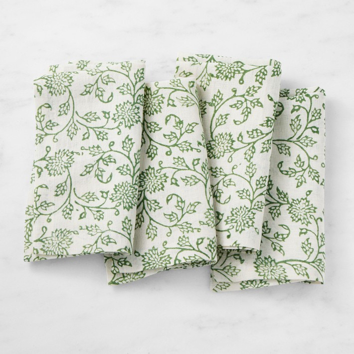 Dahlia Green Napkins, Set of 4 | Williams-Sonoma