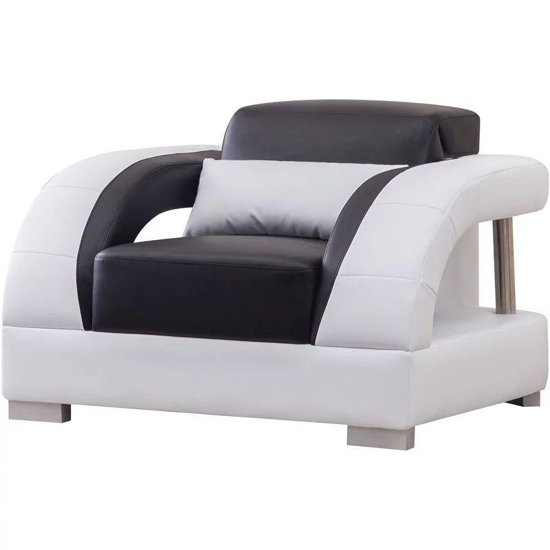 Titanic Furniture Daliah Faux Leather Accent Chair with Headrest in Black/White - Walmart.com | Walmart (US)