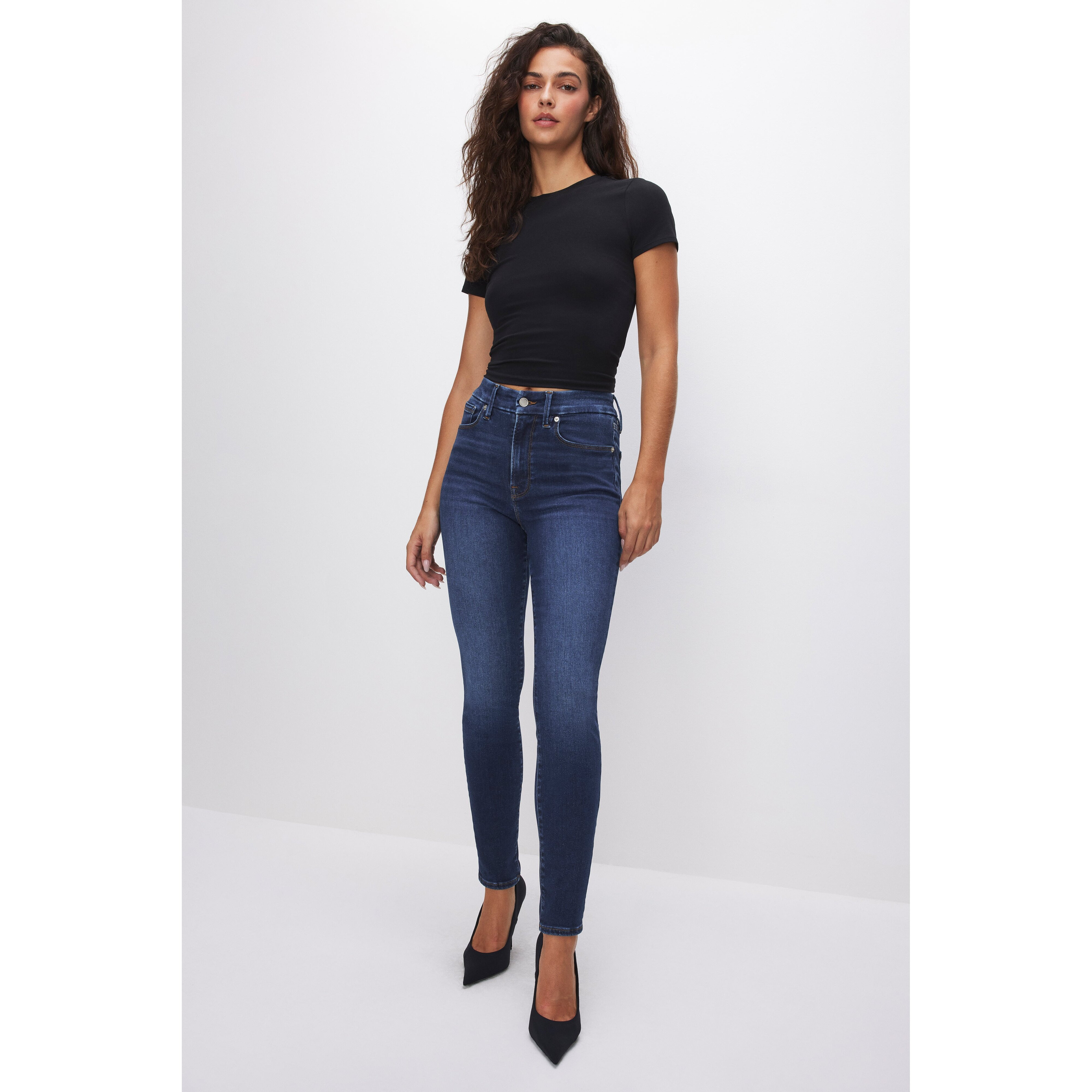 Women's Always Fits Good Legs Skinny Jeans | Extra Stretch, Flat Tummy Tech, Gap-Proof Waistband High Waisted Skinny Jeans | Ind | Good American