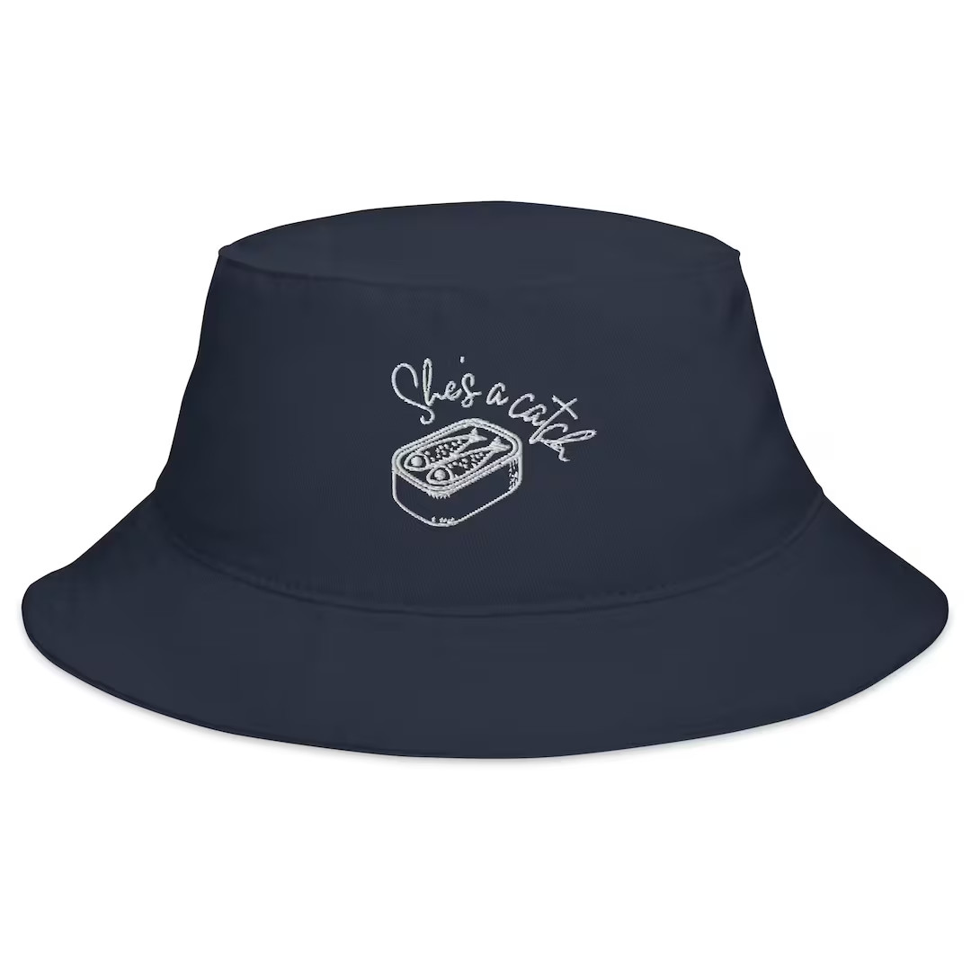 Bachelorette Bucket Hat, She's a Catch, Sardine Bucket Hat, Embroidered Hat, Wedding Gift, Bride ... | Etsy (US)