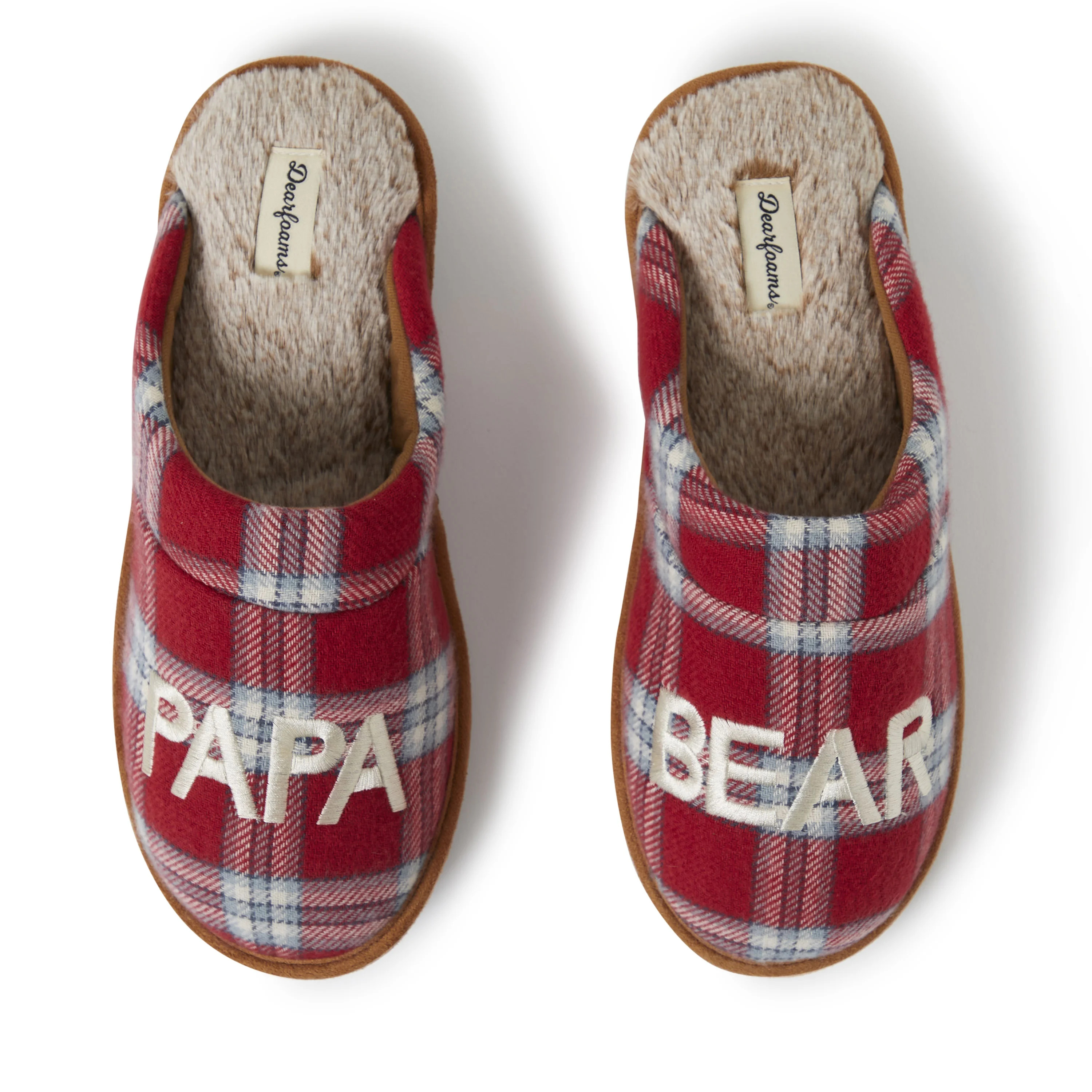 Dearfoams Men's Papa Bear Red Plaid Scuff Slippers | Walmart (US)