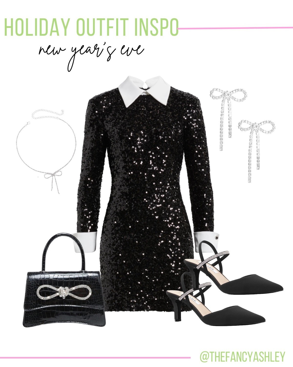 New Year's Eve look! Love this cute sequin mini from Nordstrom - party perfection with cuffed collar and sleeves for a pop of white. Classic black and white combo that also works for date night or formal events! #NewYearsEve #SequinDress #NYEOutfit #PartyDress #FormalDress #DateNightOutfit #NYE2025 

#LTKootd #LTKSeasonal #LTKHoliday