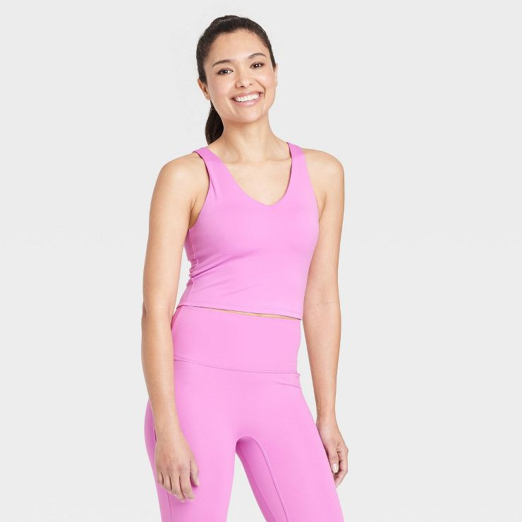 Women's Light Support V-Neck Cropped Sports Bra - All in Motion™ | Target
