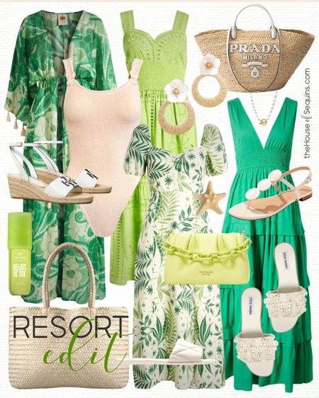 Shop these Nordstrom Vacation Outfit and Resortwear finds! Summer outfit Beach travel outfit, Farm Rio swimsuit coverup, Hunza G swimsuit, Coach quilted slide sandals, Steve Madden Knicky pearl sandals, Kate Spade clutch, Madewell woven tote bag, maxi dress, slingback sandals, Tory Burch Espadrille wedges and more! 

#LTKShoeCrush #LTKTravel #LTKSwim