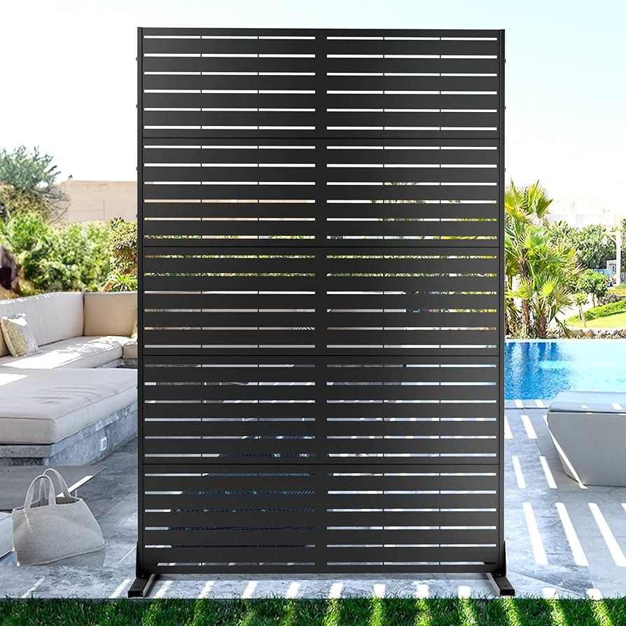 FENCY Metal Privacy Screen with Stand 72" H×44" W Outdoor Freestanding Privacy Panels, Outdoor P... | Amazon (US)