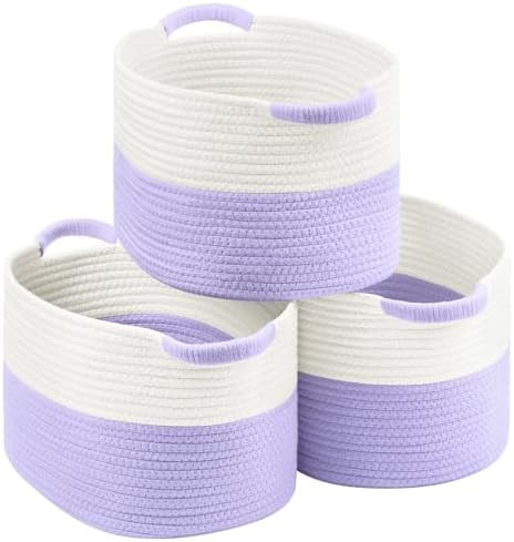 13"x10"x9" Cotton Rope Storage Basket, Woven Baskets with Handles for Organizing Home Office, She... | Amazon (US)