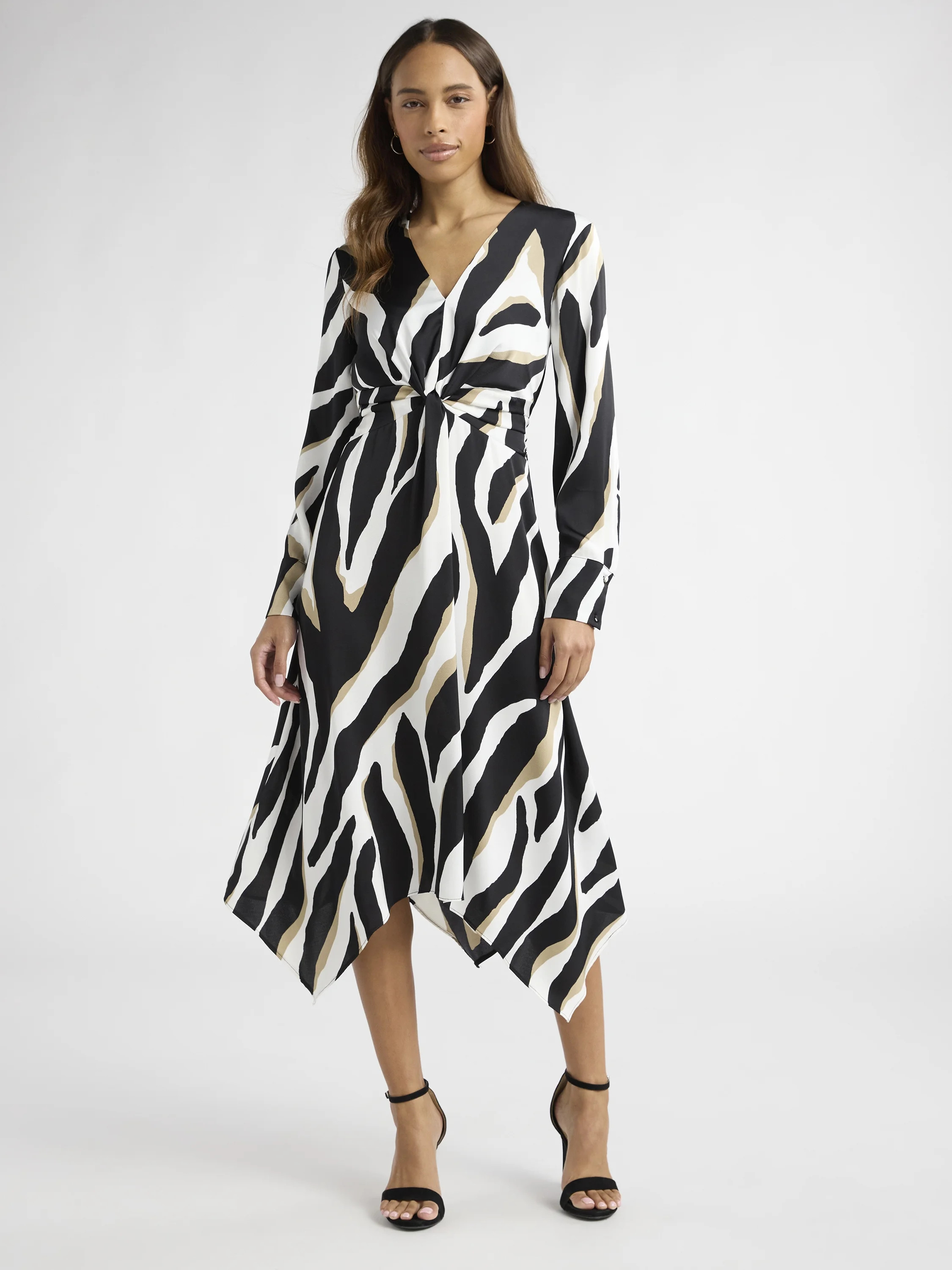 Sofia Jeans Women's Twist Front Dress, Mid Calf Length, Sizes XS-XXXL | Walmart (US)