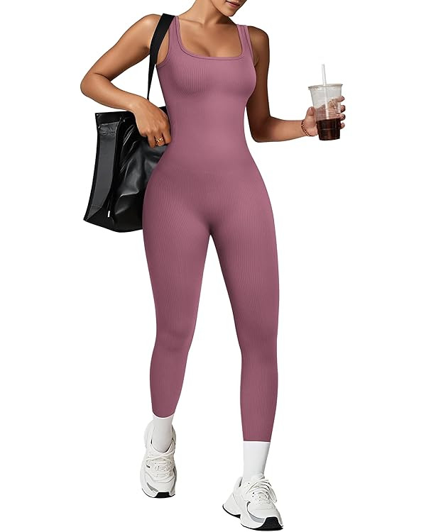 TrainingGirl One Piece Jumpsuits for Women Summer Workout Yoga Gym Rompers - Casual Cute Sleevele... | Amazon (US)