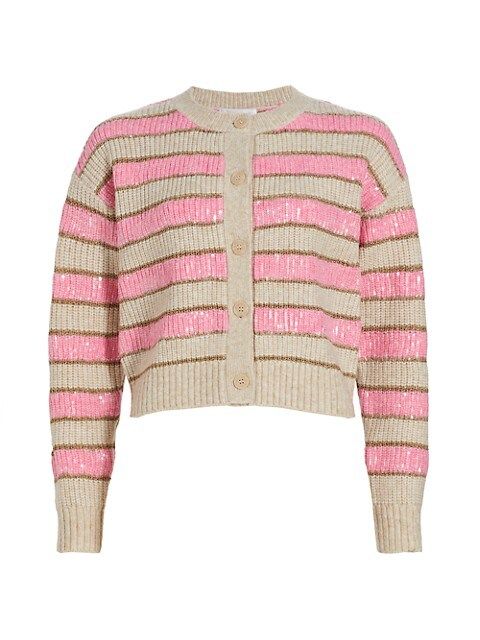 Design History Striped Sequin-Embroidered Cardigan | Saks Fifth Avenue