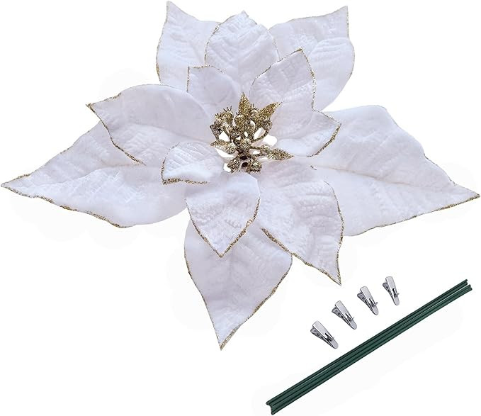 M2cbridge Artificial Christmas Flowers Red Velvet Poinsettia Floral Picks for Christmas Wreath Tr... | Amazon (US)