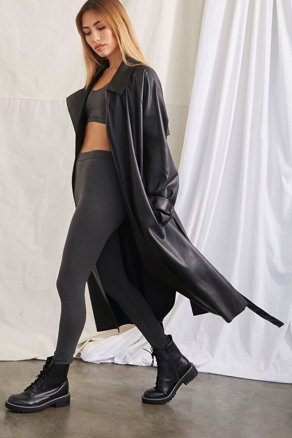 Belted Faux Leather Duster Jacket | Forever 21 (US)