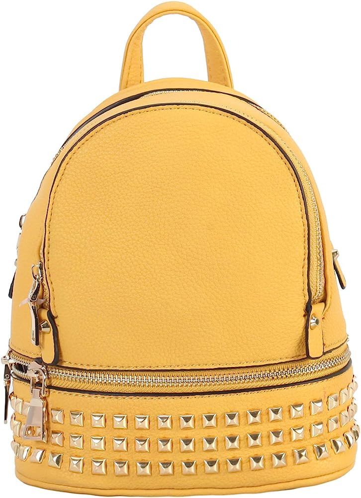 Rimen & Co. PU Leather Golden Studded & Zipper Décor Mini Chic Backpack BB-3851 | Amazon (US)