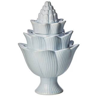 Abigails Tulipiere Artichoke Yellow Large, Light Blue Glaze | The Home Depot