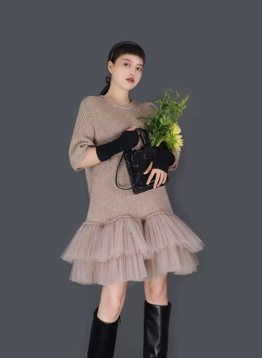 Sweater Knit Dress With Short Sleeves, Mesh Panels & Flared Short Dress,dating Tulle Dress,gift f... | Etsy (US)