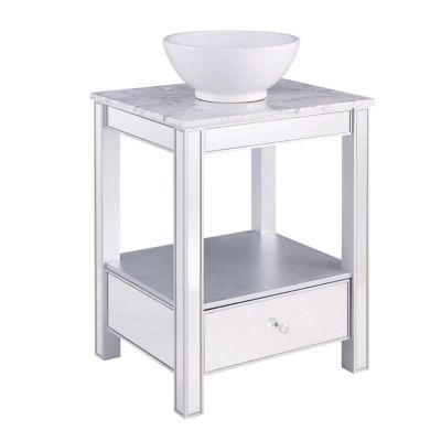 Southern Enterprises Horacio Mirrored Vanity with Marble Top and Vessel Sink | Ashley Homestore