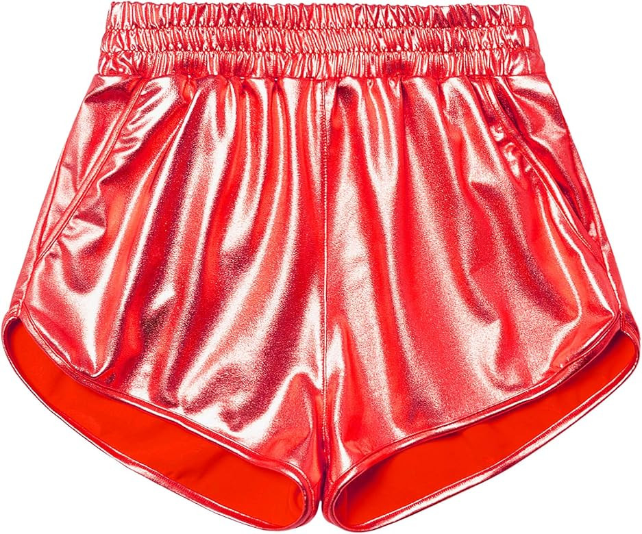 Mirawise Girls Metallic Shorts Shiny Hot Pants Sparkly Dance Outfits Short Pants | Amazon (US)