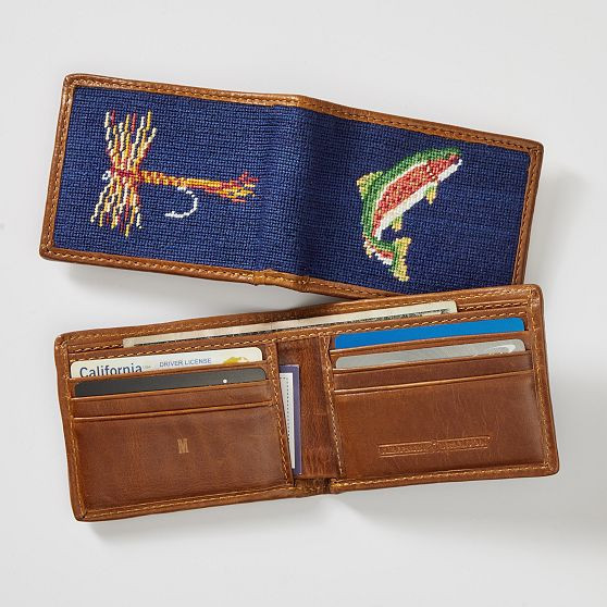 Smathers & Branson Needlepoint Wallet, Trout & Fly | Mark and Graham