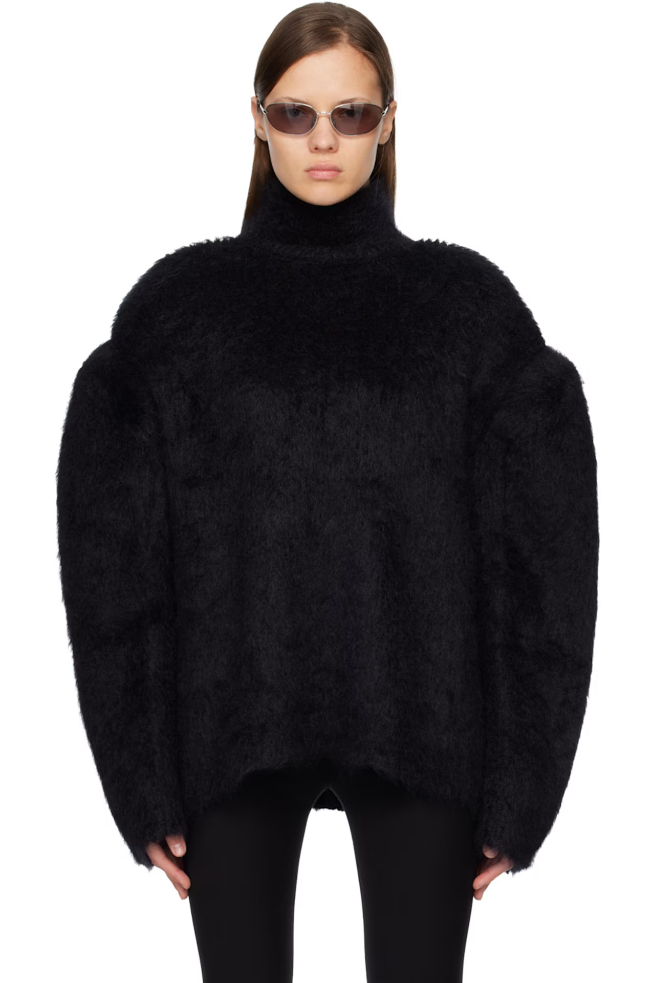 Black Padded Wool Sweater | SSENSE