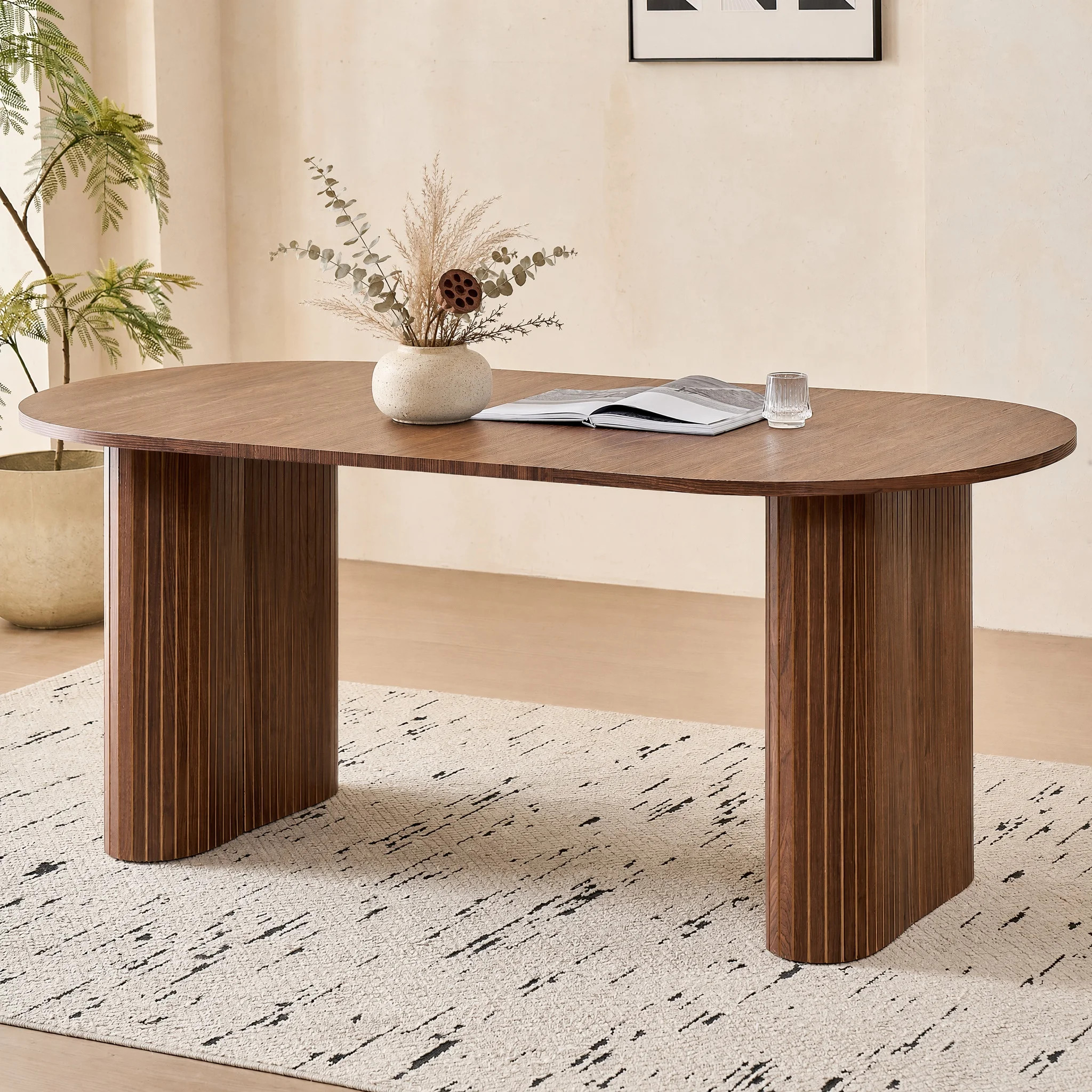 70.8" Oval Dining Table For 4, Modern Farmhouse Kitchen Table For 6, Rustic Large Dinner Table For Dining Reception Room | Wayfair North America